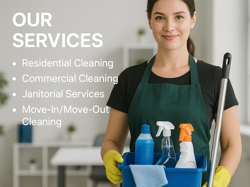 Cleaner holding cleaning supplies
